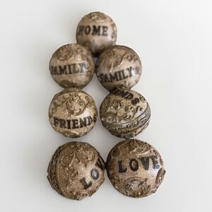Wooden Carved Balls Farmhouse Decor Family Friends Home Love Country